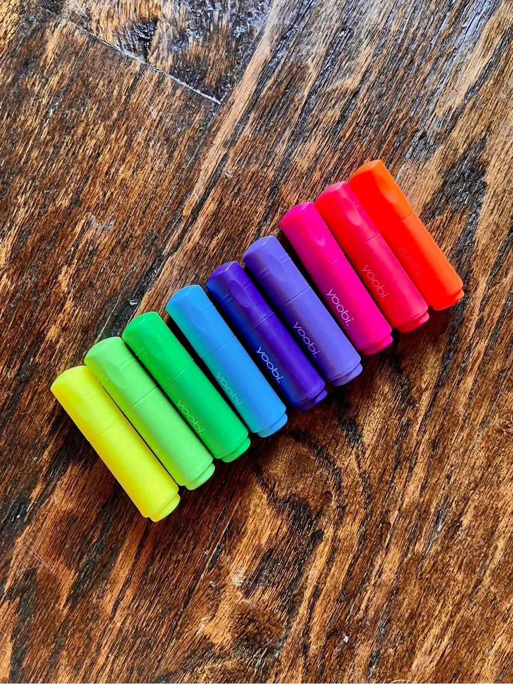 Yoobi Mini Highlighters Set of 9 Rainbow Chisel Tip School Office Supplies